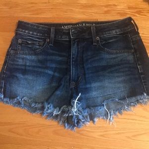 High waisted dark blue American Eagle shorts